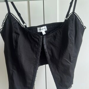 Black Sleeveless Top with Lace Trim